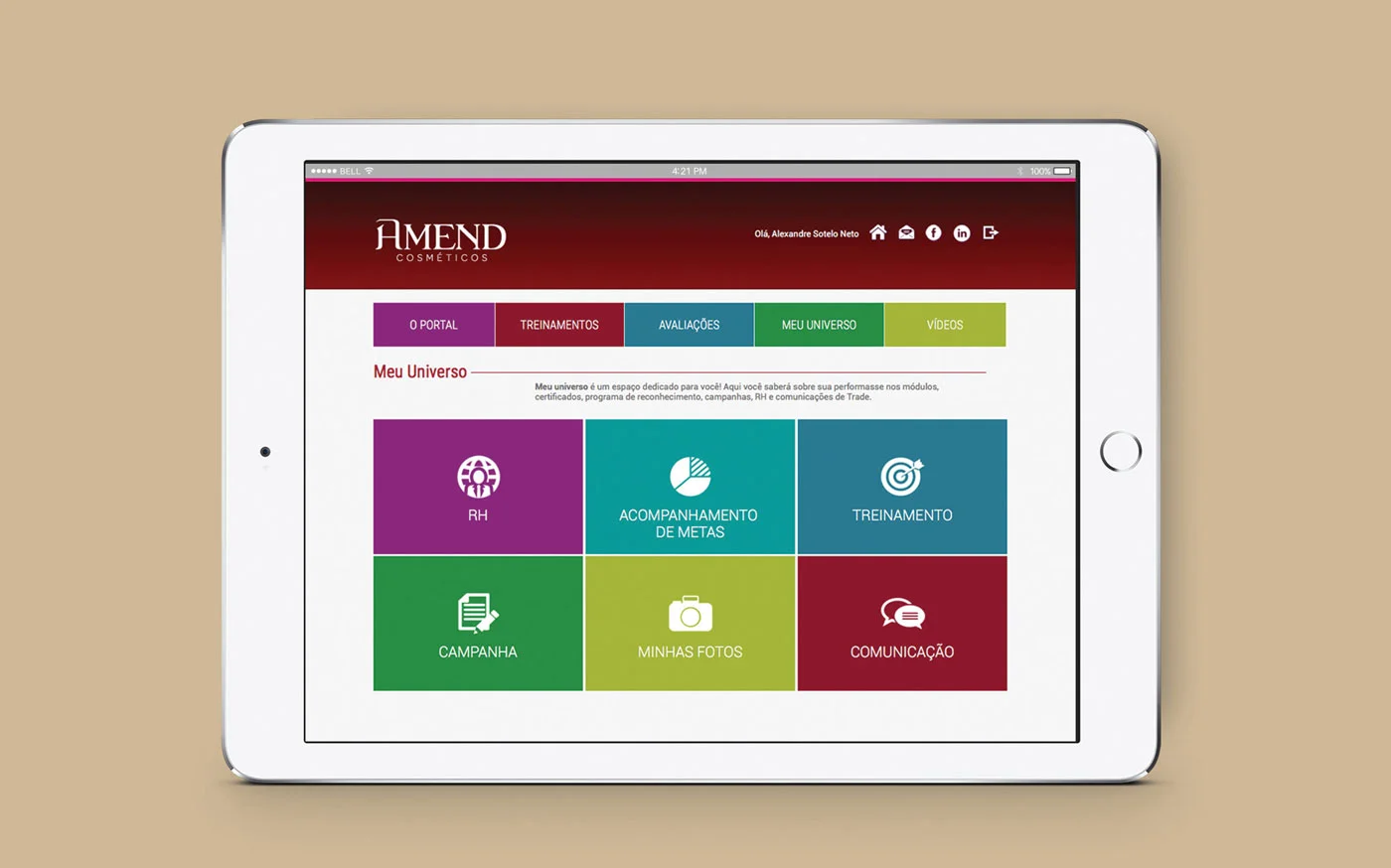 Interface do e-learning da Amend