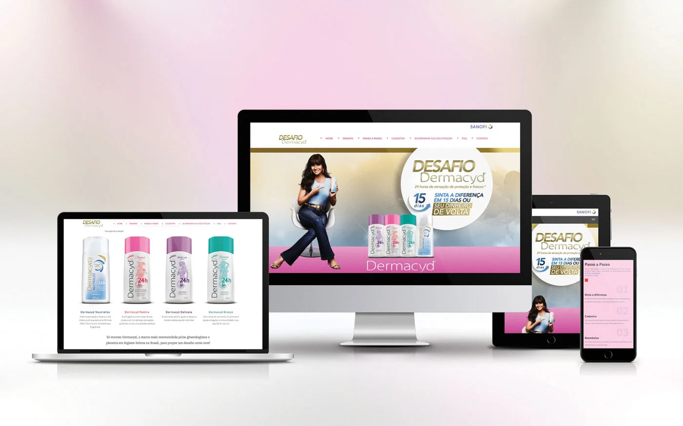 Interface do hotsite promocional de Dermacyd