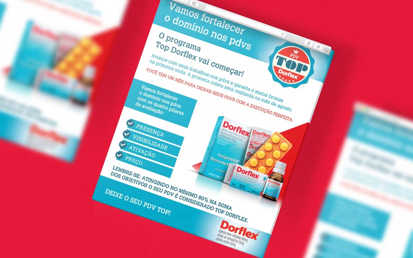 Régua de comunicação do programa PDV Top Dorflex