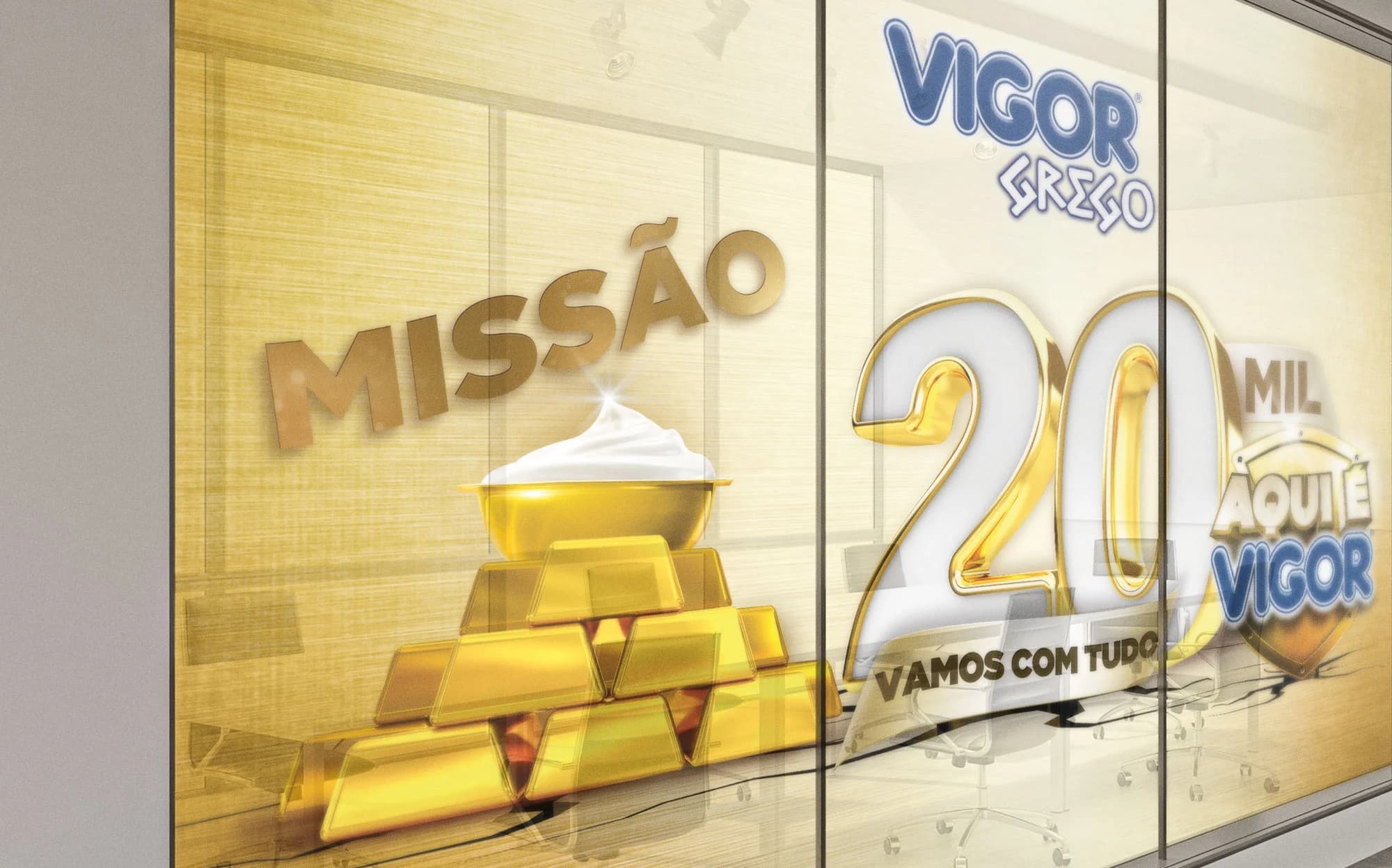 Aplicações do conceito criativo da campanha da Vigor
